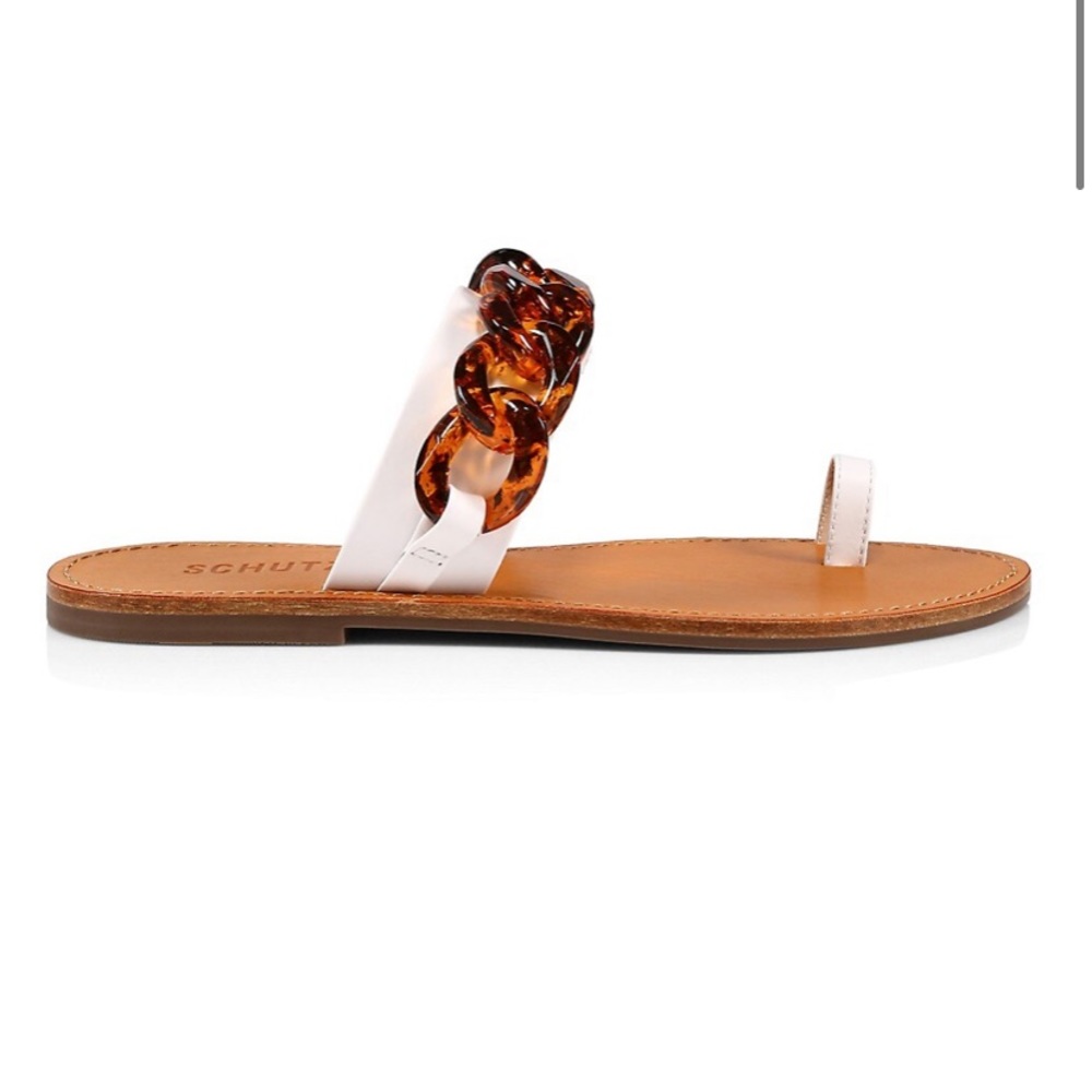 Binah Chain-Link Leather Toe-Loop Slides